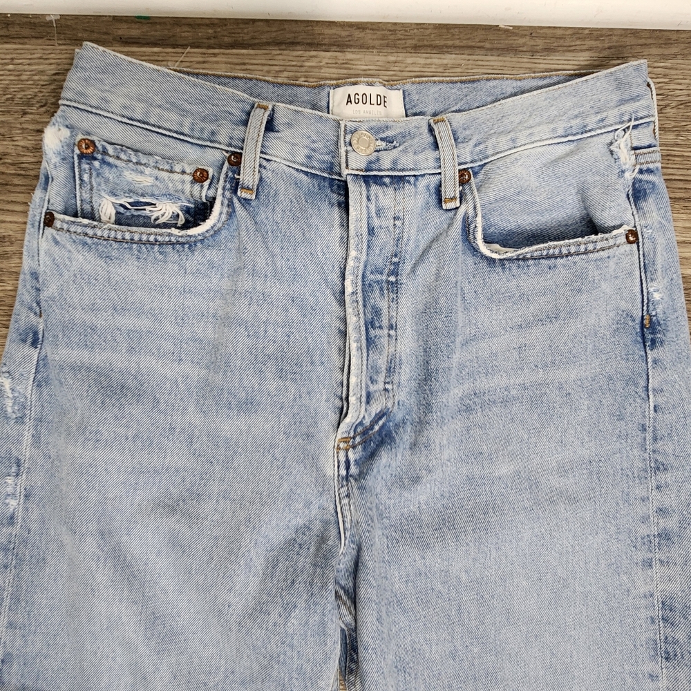 AGolde 90s Loose Fit Jeans Organic Cotton Size 26 Light Wash - Picture 10 of 13